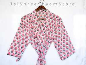 ชุดคลุมกิโมโนผ้าฝ้ายพิมพ์ลายดอกไม้สำหรับผู้หญิง เนื้อผ้านุ่ม ระบายอากาศได้ดี น้ำหนักเบา เหมาะสำหรับใส่นอน ใส่พักผ่อนที่บ้าน หรือใช้ในสปา - Product Image 2