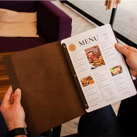 Porte-menu en cuir vintage avec logo personnalisé, dossier de menu de restaurant, papier à vis, A4 A5, couverture de menu
