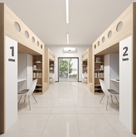 Mobilier pour dortoir scolaire Loft Hostel Lits superposés avec bureau en bois avec table d'étude Armoire et escalier de rangement
