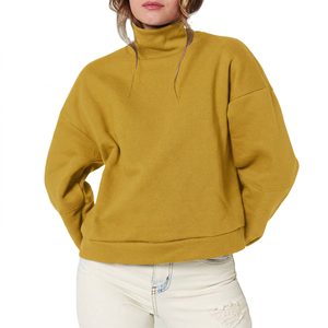 Pull à manches courtes pour femmes, sweat-shirt à col montant pour activités de plein air, tissu chaud de haute qualité, coupe confortable - Product Image 4