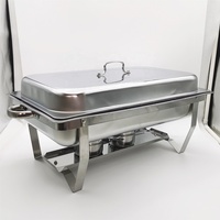 Lot de 4 réchauds de buffet rectangulaires pleine taille en acier inoxydable de 8 litres pour la restauration et les buffets