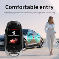 Clé de voiture universelle intelligente avec écran LCD, en alliage d'aluminium, 4 boutons, noir/argent, entrée confortable et liaison avec application mobile