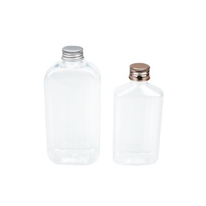<b>Flat</b> Glass Bottles Rectangle Transparent <b>Screw</b> Cap Beverage Packaging 50ml 100ml - Product Image 5
