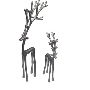 Alloy Deer Figurine Set Desktop <b>Ornament</b> Garden Decoration Cast Iron Decorative Animal Statues Home Decor Gray Blue Color - Product Image 5