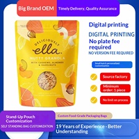 Sachets d'emballage alimentaire personnalisés en petite série, pochettes verticales en papier kraft avec fenêtre et fermetures auto-adhésives, Modèle 01 pour céréales, noix, melon