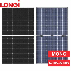 隆吉制造商单晶硅双面太阳能电池板470W 480W 495W 9BB 132电池进口太阳能电池板