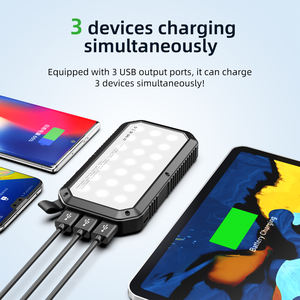 Banco de energía solar de 10000mAh, 21 luces LED, carga de 3 dispositivos, ABS duradero, entrada de 5V/2A, ideal para exteriores - Product Image 3