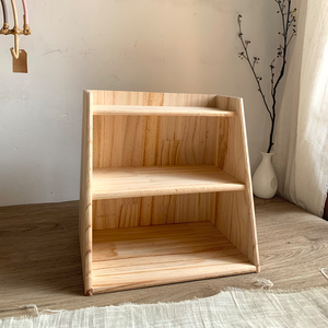 Solid <b>Pine</b> Three Tier Storage Rack Rectangle Standing Type Office Organizer For Shoes Stationery Personal Care Products - Product Image 1