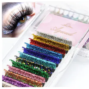 Mix Colors Glitter Eyelash Extensions Shiny Colorful False Lashes Russian Volume Individual Lashes For Party Makeup Glitter Lash