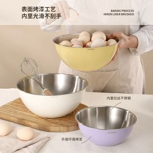 Stainless Steel Mixing Bowl Set 16-19-25cm Inner Brushed For Baking Cooking <b>Kitchen</b> Use - Product Image 1