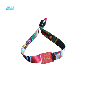 Entradas para eventos 1K Código <span class=keywords><strong>QR</strong></span> personalizado imprimible Sin efectivo Tela ajustable textil elástico RFID NFC Pulsera - Product Image 4