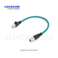 M12 x-kode 8Pin jantan ke RJ45 kabel Ethernet Gigabit Flex tinggi opsional IP67 kamera industri kabel Congex 84901-2001