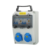 Caja de Distribución Industrial de Alta Resistencia 32A, 3P RCD, Clasificación IP67, Resistente a la Intemperie, 5 Pines CEE, Triple Salida, Personalizable Contacto