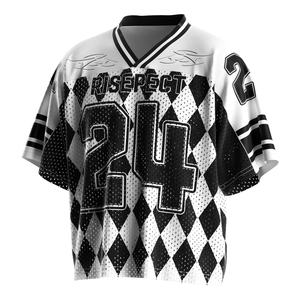 เสื้อฟุตบอลอเมริกันวินเทจพร้อมโลโก้และหมายเลขออกแบบเองได้ พร้อมผ้าระบายอากาศเย็นสบายสำหรับใส่ลำลอง - Product Image 1