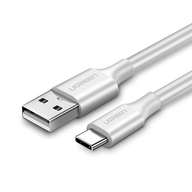 For USB Type-C Cable 3A Fast Charging USB-A to USB-C PVC Cord White with 12-Month Warranty for Android
