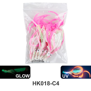 TEASER HK018, 10 Piezas/Bolsa, Anzuelos de Pesca Tipo Calamar Biónico, Luminosos, de Acción Lenta, Anzuelo Doble Asistido, Anzuelo Doble para Pesca de Pulpo - Product Image 6