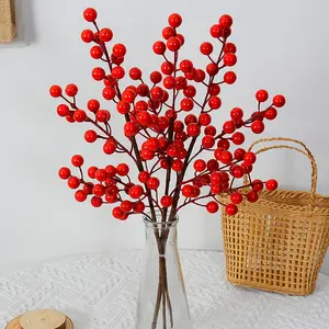 Noel kırmızı dut Twig kök yapay bordo Berry noel ağacı süslemeleri el sanatları düğün için alır noel dekoru