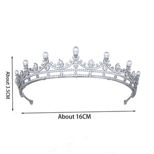 Diadèmes <span class=keywords><strong>de</strong></span> mariée princesse Koearn, zircon, perle, <span class=keywords><strong>cuivre</strong></span>, métal, couronnes, diadèmes classiques luxueux haut <span class=keywords><strong>de</strong></span> gamme pour les mariages et les fêtes - Product Image 5
