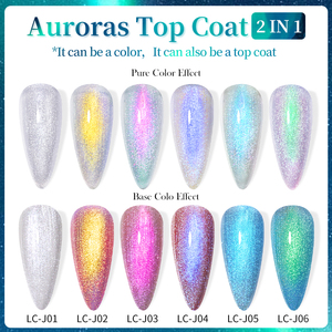 <span class=keywords><strong>LILYCUTE</strong></span> 7ml Esmalte de Gel 2 en 1 Colorido con Efecto Aurora, Capa Superior y Base de Super Brillo, Removible, para Salón, Marca Privada - Product Image 2