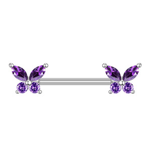 Anneau <span class=keywords><strong>de</strong></span> téton papillon multicolore en acier inoxydable avec zircon, filetage externe, pour piercing corporel, cadeaux <span class=keywords><strong>de</strong></span> mariage et <span class=keywords><strong>de</strong></span> fête - Product Image 5