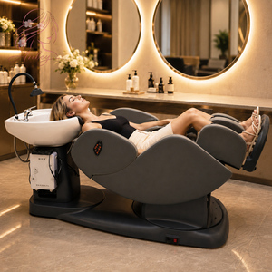 Fauteuil de lavage électrique réglable à <span class=keywords><strong>prix</strong></span> d'usine pour salon de coiffure et spa, avec bac en céramique inclinable pour barbier - Product Image 1