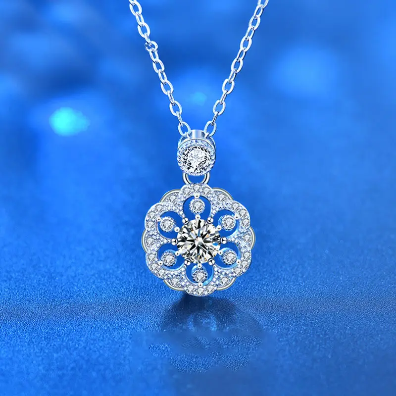 Kadınlar için yeni tasarım kiraz çiçeği kolye 925 ayar gümüş elmas klavikula kolye takı