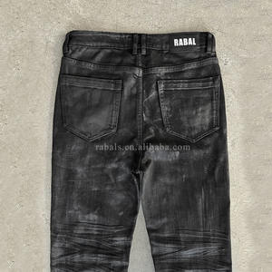 <span class=keywords><strong>Jeans</strong></span> da Uomo Produttore Personalizzati a Vita Bassa Skinny Slim Fit Bootcut Neri a Zampa di Elefante Vintage Effetto Consumato Cerato Svasati in Denim - Product Image 6