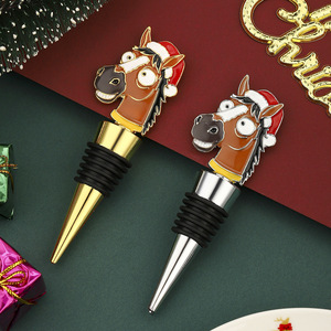 Christmas Horse Wine <b>Stopper</b> Gold And Silver Zinc Alloy Bottle Seal For Holiday Gift - Product Image 1