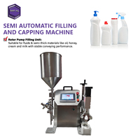 Machine de remplissage et de bouchage semi-automatique à commande PLC, double vitesse, 100-1000 ml, pour flacons en verre, idéale pour le ketchup et le miel, directement de l'usine