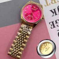 YASHIDU Montre pour femme à grand cadran Saturn Rose Gold Montre-bracelet lumineuse résistante à l'eau