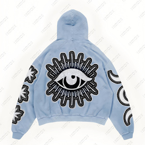 Sudadera de algodón 2025 personalizada Vintage 100% para hombre, Sudadera con capucha bordada con patrón de gran tamaño, resistente, conveniente para el invierno - Product Image 5