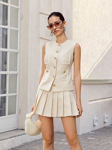 Ensemble jupe plissée et gilet sans manches polyvalent et tendance pour femme – Nouvelle collection été 2026 – Vente en gros pour boutiques - Product Image 4