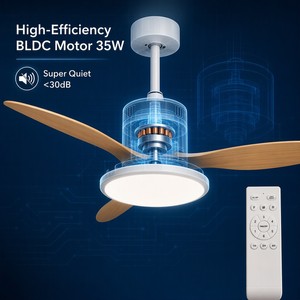 35W BLDC 52 Inch <b>Ceiling</b> <b>Fan</b> with Light <b>Remote</b> <b>Control</b> Silent 6-Speed 5000CFM for Living Room Bedroom Home - Product Image 5