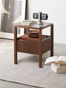 Table de chevet <span class=keywords><strong>Gorange</strong></span> I6022 en noyer massif noir, style moderne du milieu du siècle, organisateur pour chambre à coucher d'appartement - Product Image 2