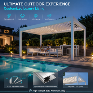 Toldos de pérgola independientes HENLIXO con apertura ajustable, techo para patio, control remoto y <span class=keywords><strong>toldo</strong></span> retráctil. - Product Image 6