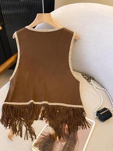 Chaleco Largo Retro Vintage Estilo Western 2026 para <span class=keywords><strong>Mujer</strong></span>, Sin Mangas, Casual, Bordado, Prenda Exterior, Top <span class=keywords><strong>de</strong></span> Otoño - Product Image 5