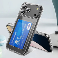 Étui de téléphone transparent 2-en-1 avec fente verticale pour cartes, coque de protection multifonctionnelle anti-chute avec double rangement pour cartes pour iPhone 17 Max