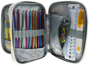 Rỗng Móc Móc Trường Hợp Du Lịch Di Động Crochet Lưu Trữ Bag Organizer Zipper Túi Với <span class=keywords><strong>Web</strong></span> Pocket Và Crochet Chủ Slots Rỗng - Product Image 6