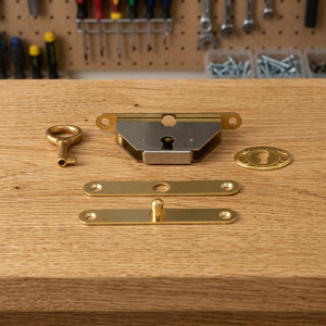 Jewelry <b>Box</b> Solid Brass Zinc Die Cast Quadrant Lock Set 63x28mm Decatur C1347 Various Finishes - Product Image 3