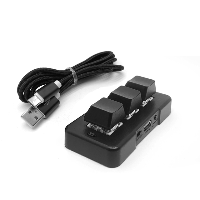 MK321PRO Wired 2.4G BT PCsensor Custom USB 3-Key Keyboard Mini Mechanical Keyboard Gaming Macro Programming One Key Password