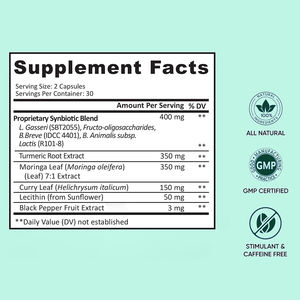 OEM Probiotique avec curcuma pour le soutien des articulations et du poids Apaise la rigidité Favorise la flexibilité et gère les capsules de poids santé - Product Image 2