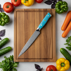 Couteau de cuisine <span class=keywords><strong>en</strong></span> acier Damas KEENHOPE, couteau utilitaire portable AUS-10, manche <span class=keywords><strong>en</strong></span> <span class=keywords><strong>pierre</strong></span> turquoise <span class=keywords><strong>bleue</strong></span> et résine composite - Product Image 1