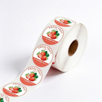 Voorgedrukte ronde stickers voor verse fruitrollen - Aardbeien-kunstpapier clamshell doos verpakkingslabels voor boerderijproducten