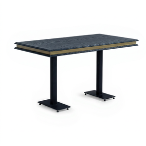 Mesa de Comedor Rectangular, Tablero de MDF Roble, Patas de Metal, Mueble Moderno y Resistente para el Hogar, 4 Plazas, Restaurante, Cafetería - Product Image 1