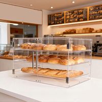 Vitrine de pâtisserie pour comptoir commercial, en acrylique, 3 niveaux, grande boîte de rangement pour pâtisserie avec porte magnétique et plateau amovible