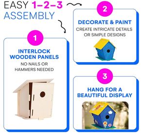 Neliblu DIY Nichoirs en bois Creative Arts and Crafts Set pour enfants et adultes-Kits de nichoir en bois inachevé - Product Image 2
