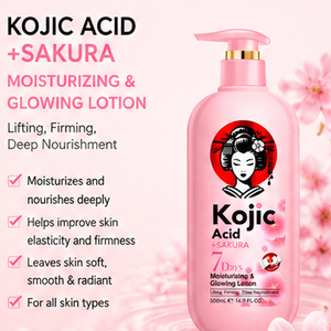 Crème éclaircissante pour le corps Kojic, formule hydratante végane 500 ml, correcteur de taches brunes, lotion égalisatrice du teint, parfumée Sakure - Product Image 1