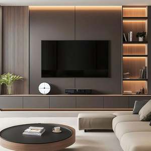 Factory Wholesale Customizable Size Full <b>Wall</b> TV <b>Cabinet</b> 2025 Latest Design Luxury TV <b>Cabinet</b> Whole House Customization - Product Image 1