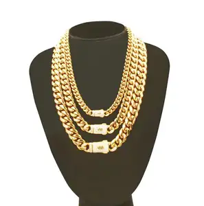 Pendientes pulsera collar gargantilla 14K joyería de oro cadena de eslabones cubanos oro cubano Miami cadena 6mm a 14mm Miami anillo de cadena cubana