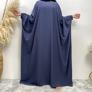 6689# Latest Simple Ramadan Design Batwing Sleeves Elastic Cuff New Nida Prayer <b>Dress</b> Women <b>Eid</b> Fashion Muslim Islamic Abaya - Product Image 5
